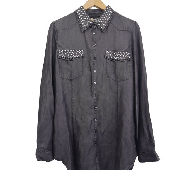 Christine Alexander Tops - Christine Alexander Women Shirt Black Button Down  M Studs Black